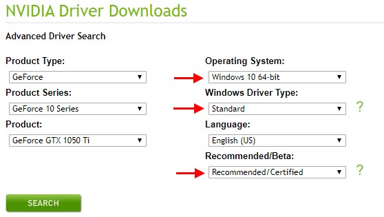 Nvidia driver search discount advanced