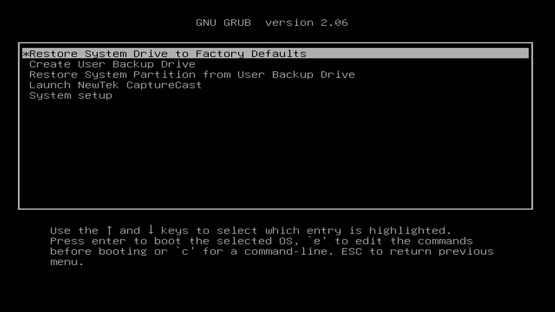 Restore System Drive to Factory Defaults
