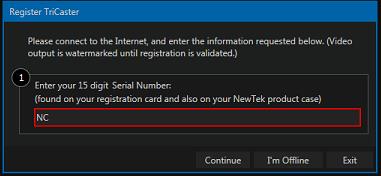 Advanced Edition Software, TC1, TC2, 3P1 and IP Series Registration